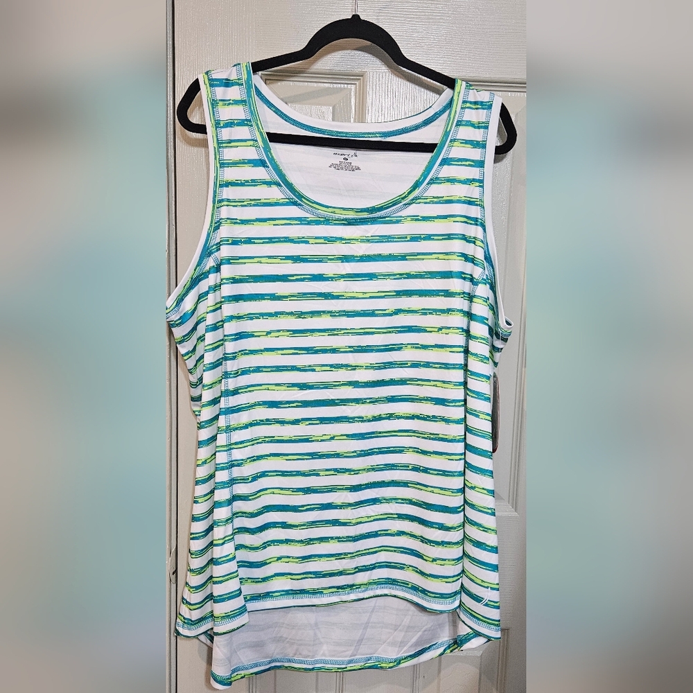 Exertek Striped Tank Top in Blue and Green